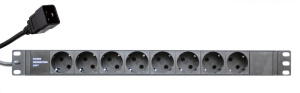 картинка Блок розеток 19" Kiper Power, 8 розеток Schuko, 16А, кабель питания 2м с вилкой IEC C20 от Кипер Трэйд