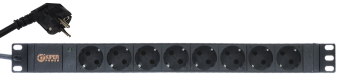 картинка Блок розеток 19" Kiper Power, 8 розеток Schuko, 16А, кабель питания 2м с вилкой Schuko от Кипер Трэйд
